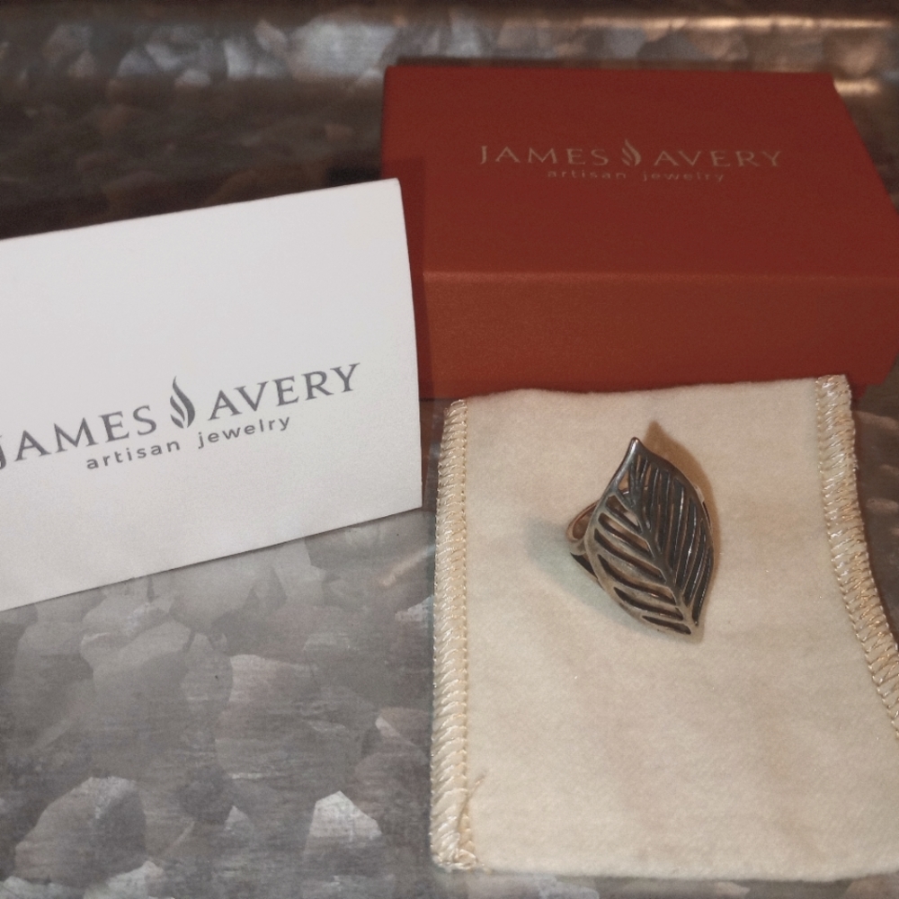 Retired James Avery Open Leaf Sterling Silver Ring Size 7